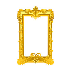 Wall Mural - Mirror frame cartoon illustration. Old ornate rococo or retro blank frame for paintings, pictures or photos