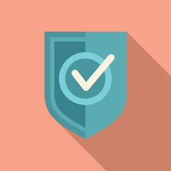 Poster - Approved shield icon flat vector. Interface button. Software app
