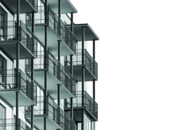 Apartment Building With Balconies Isolated
