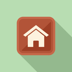 Poster - House button icon flat vector. Computer interface. Smile system