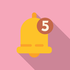 Poster - Bell notification icon flat vector. Smartphone interface. Smile user