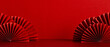 Happy Chinese New Year 2023 abstract background. Festival paper fans or red background with copy space.