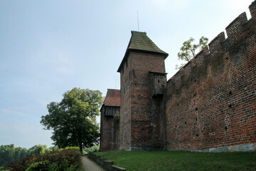 Wall Mural - The old, brick city walls of the city of Nymburk in Czech Republic. The nice landmark and attraction for the tourists. 