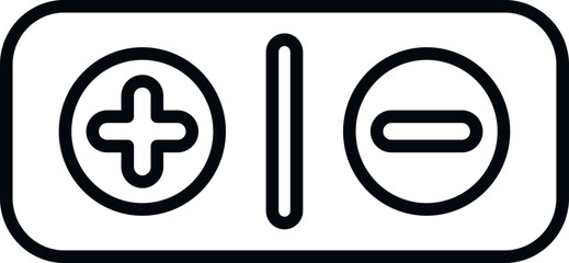 Poster - Small battery icon outline vector. Button interface. Email contact