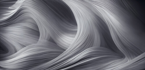 Poster - flowing abstract background, curves of grey, silver fiber. backdrop with copy space, graphic element