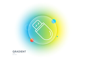 Poster - usb stick line icon. gradient blur button with glassmorphism. computer memory component sign. data s