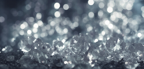 Poster - Luxury and precious shiny diamond background with bokeh. Backdrop with copy space, graphic elements for design layout. perfect for presentation, compositions, video and print.