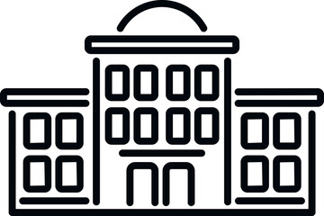 Poster - school building icon outline vector. classroom exterior. city people