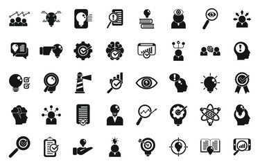 Poster - Insight icons set simple vector. Problem generation. Brainstorm mind