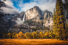 Yosemite National Park, California - Yosemite Falls Raging In Autumn, In The Aftermath Of The 2021 Bomb Cyclone