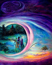 Shamanic Trip, Meeting The Spirit World, Drum Calling The Spirits, Spirituality, Oneness, Self-center, Beauty Of The World And Of The Spirit, Fictional Landscape, Illustration, Digital