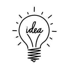Wall Mural - hand drawn stylish idea illustration with light bulb and light