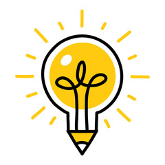 Wall Mural - hand drawn stylish idea illustration with light bulb and light