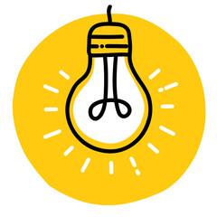 Wall Mural - hand drawn stylish idea illustration with light bulb and light