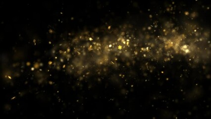 Wall Mural - Golden Snowflakes and Winter Particles Loop Background