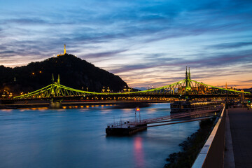 Poster - sunset over the river in Budapest