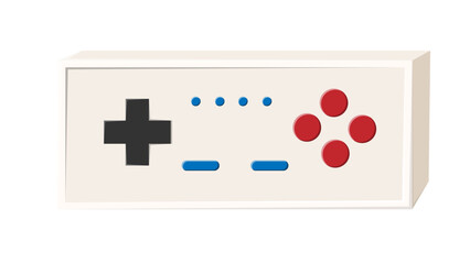 Poster - Old retro vintage isometry joystick with buttons for game video console for gamers from 70s, 80s, 90s. Beautiful white icon. Vector illustration