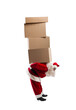 © alphaspirit - santa claus carry a stack of boxes for christmas