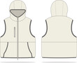 Sleeveless Polar Hooded Zip Vest Vector Design Template