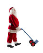 © alphaspirit - santa claus pushes a trolley to carry parcels to deliver