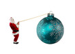 © alphaspirit - santa claus pulls a rope to move a big christmas ball