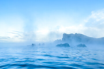 Wall Mural - Sky Lagoon: famous luxury spa resort in Reykjavik in winter sunny day