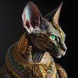 Surreal Portrait of a Sphynx Cat Goddess