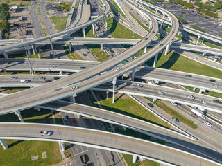 aerial view of massive dallas highway infrastructure