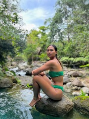 woman relaxing in the forest