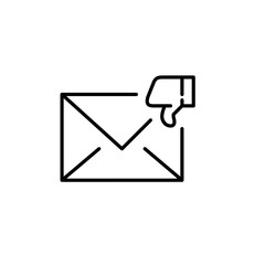 Thumbs-down negative feedback on e-mail. Pixel perfect, editable stroke icon