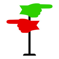 Poster - Icon with red green hand pointers. Contour symbol. Vector illustration. Stock image.