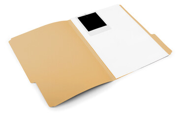 Canvas Print - File Folder with Blank Pages and Polaroid