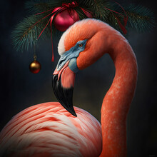 Ai Generated Christmas Flamingo 