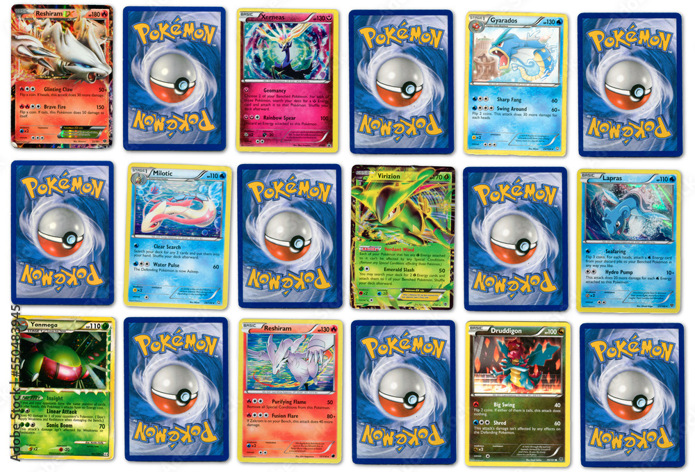 Real used Pokmon trading cards heading banner, collectable rare game cards  Stock Photo | Adobe Stock