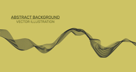 Fototapete - 3D abstract digital wave of particles and wireframe. Futuristic vector illustration. Technology concept. Background for banner, flyer, book, cover, poster.
