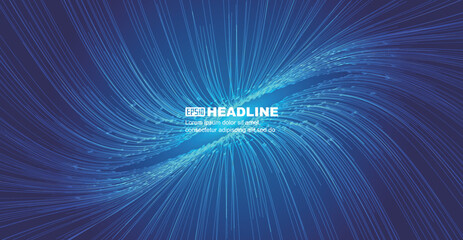 Poster - The blue curved dot line extends to converge the big data vector background of Internet technology