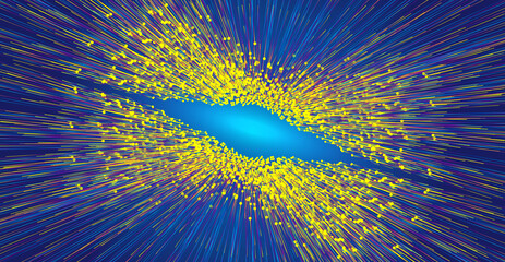 Poster - The color dot line extends symmetrically to converge the big data vector background of Internet technology
