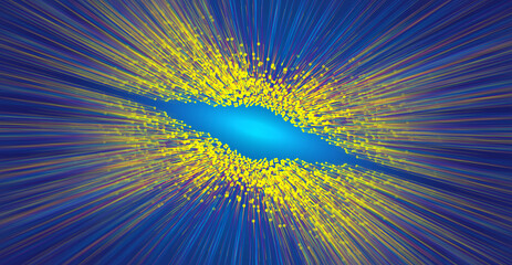 Poster - The color dot line extends symmetrically to converge the big data vector background of Internet technology