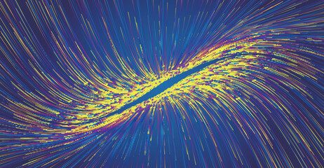 Poster - The color curved point line extension converges the big data vector background of Internet technology