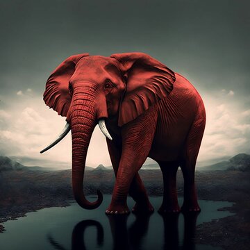 Red Elephant | Republican Party USA Politics Voting Election Concept | Midjourney Generative Ai 