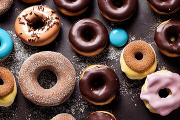 closeup of donut falling into chocolate, splashes,highly detailed, studio lighting