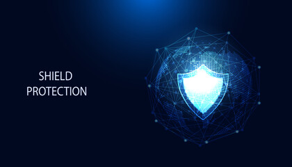 Poster - Abstract background digital concept cybersecurity shield anti virus malware spy protection cyber theft security On a blue-black background