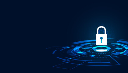 Poster - abstract background digital concept circle padlock cybersecurity anti virus malware spy protection c