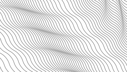 Wall Mural - Abstract wave background with stripes. Minimal monochrome stripe texture for retro and graphic effects. Vector, 2023