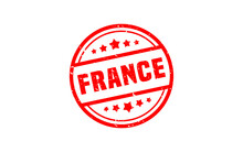 FRANCE Stamp Rubber With Grunge Style On White Background