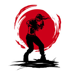 Wall Mural - Samurai the Japanese fighter man design for t-shirt and merchandise. Abstract vector logo illustration.