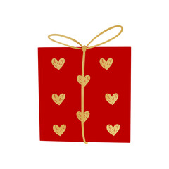 Wall Mural - Red And Gold Heart Gift Box