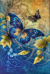 Wall Mural - Midjourney abstract render of a butterfly