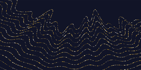 Poster - vector abstract background with dynamic waves, line and particles.