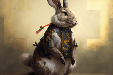 Christmas chinese rabbit as symbol of 2023 year illustration